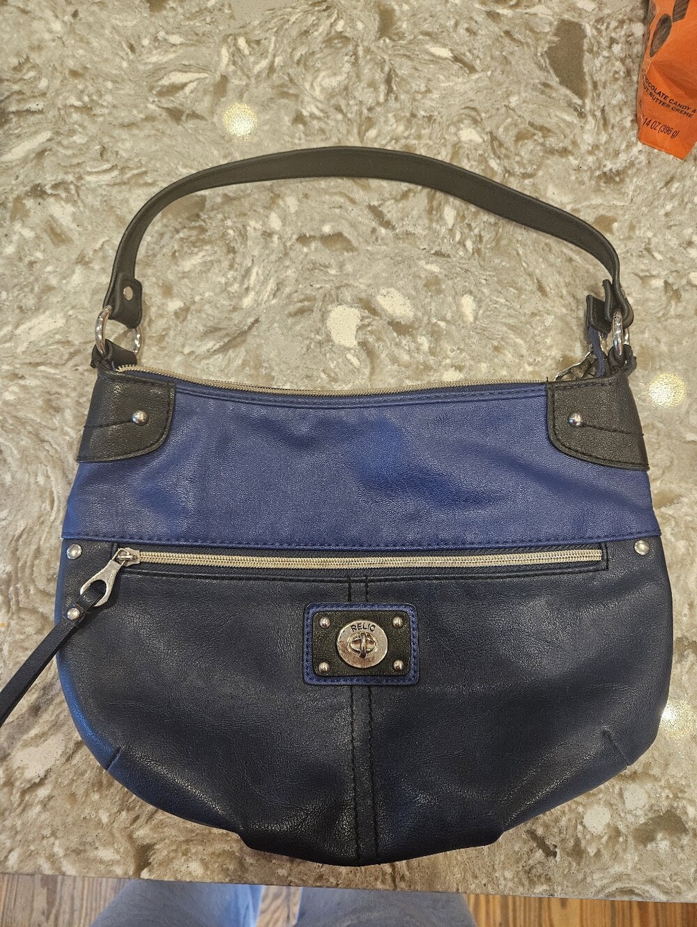 Relic Two-Tone Navy and Royal Blue Hobo Shoulder Bag